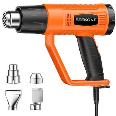 SEEKONE Pistola ad Aria Calda Professionale, Pistola Termica 2000W, 2 Temperatura 400ºC / 600ºC, con Protezione da Sovraccarico, Nuclei di Riscaldamento in ceramica, con 4 Accessori