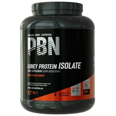 Premium Body Nutrition Whey-ISOLATE, Proteine Isolate del Siero di Latte in Polvere, 2.27 kg (Pacco da 1), Fragola, 75 Porzioni