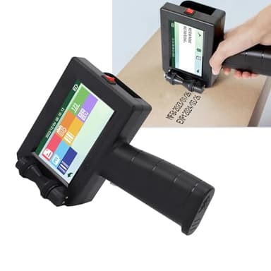 BAFOVY Stampante con Etichetta a Getto D'inchiostro Portatile, Pistola Portatile con Touchscreen HD, 4 CPU e Metodi di Input USB, Adatti per Legno, Acrilico, Tessuto, Plastica,