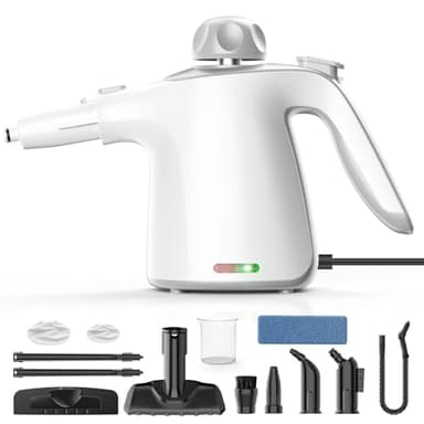 Pulitore a Vapore Casa, Pulitore a Vapore Portatile Multiuso con Blocco di Sicurezza e Set di Accessori da 12 pezzi per la Rimozione di Sporco, Grasso e Sporcizia