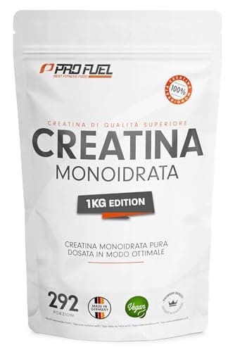 Creatina monoidrata polvere 1kg / 1000g micronizzata ad alto dosaggio, pura senza additivi, 100% vegana