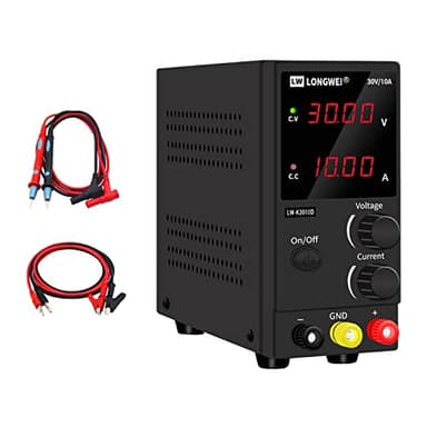 LONGWEI 30V 10A Alimentatore da banco professionale, Alimentatore regolabile 0-30V 0-10A, Alimentatore da laboratorio Adatto laboratorio,elettrolisi,DIY,insegnamento ,with 4 pezzi puntali tester