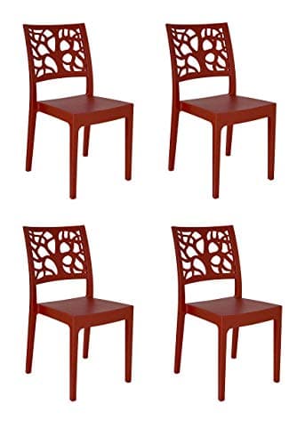 S.I.S.A. di G.&G. srl con socio unico Set 4 Sedie Sala Pranzo, Modello Teti, Colore Rosso, 86x46x52 cm, Sedie Cucina Set Da 4, Sedie Polipropilene Sala Da Pranzo, Made in Italy
