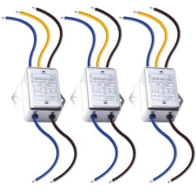 3 filtri EMI CW1B-10A-L - Filtro monofase 250 V 10 A, filtro elettromagnetico per la soppressione di disturbi impulsi continui e intermittenti