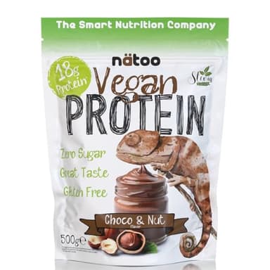 NÄTOO Proteine in Polvere Vegane - 500g Gusto Choco Nut senza Zucchero - Proteine in Polvere Isolate Vegetali provenienti dal Pisello e dal Riso - 18 grammi per Porzione - Proteine senza lattosio
