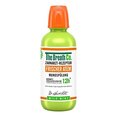 The Breath Co. collutorio (500 ml), cura delle gengive fino a 12 ore di alito fresco, collutorio antibatterico per la cura dei denti contro l'alitosi, senza alcool, menta delicata