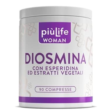 Diosmina Esperidina 1000mg – 2 al giorno PiùLife – Integratore microcircolo, circolazione gambe pesanti, caviglie gonfie, vene varicose – con Bromelina, Centella asiatica, Estratti Veg – 90 compresse