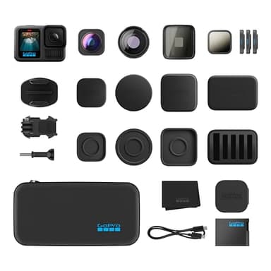 Collezione di obiettivi GoPro HERO13 Black + serie HB: include obiettivo macro, obiettivo ultra grandangolare, 4 filtri ND, obiettivo anamorfico e custodia premium