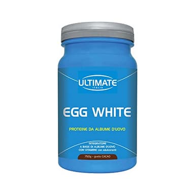 Ultimate Italia Egg White – Proteine di Albume dell'Uovo - Integratore Alimentare di Proteine a Base di Albume d'Uovo – con Vitamine B2 e B6 – Nutre la Massa Magra - Gusto Cacao, 750 Grammi