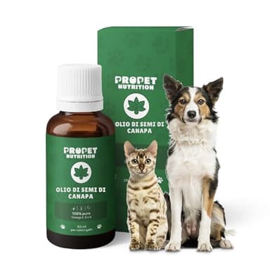 Olio di canapa per Cani e Gatti. 700 Gocce (20000 MG Acidi Grassi Insaturi) Calmante per Cani e Gatti. 100% Naturale. Antistress. Omega 3 6 9. Senza Sostanze Chimiche. Tranquillante per Cane e Gatto