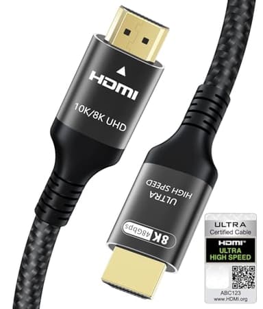 Certificato 10K 8K Cavo HDMI 2.1 3M, 48Gbps Ultra Elevata Velocità HDMI® Cavi Ethernet CEC 4K 240Hz 200Hz 165Hz 144Hz 120Hz 8K 60Hz ARC eARC HDCP2.3 HDR10+ PC Laptop TV Monitor Proiettore PS5 X-box