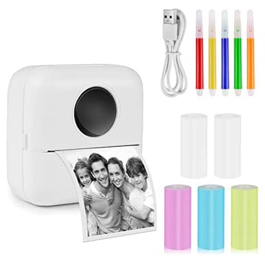 Mini Stampante Fotografica, Mini Stampante Termica,Stampante Fotografica Istantanea Portatile, Mini Stampante Termica Bluetooth con Ricarica USB Stampante, per Fotografica, Note, Diario, Elenco, Memo