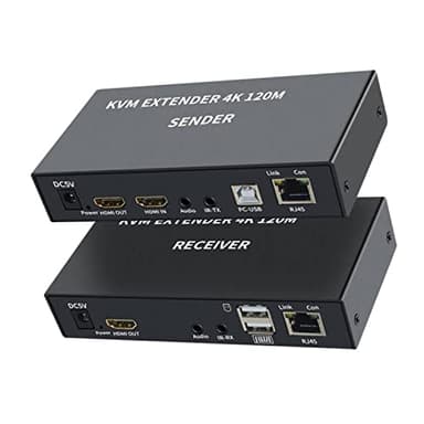 KVM EXTENDER 4K 120M Ricevitore, Extender 4K HDMI KVM Extender via Cat5e/6 cavo Ethernet 120M HDMI USB Extender Video Audio Trasmettitore Ricevitore Supporto Tastiera Mouse