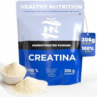 Creatina Monoidrata 306g (90 Porzioni) - Creatina in Polvere, Sapore Neutro per Aumento Massa Muscolare | Vegana, Senza Glutine, Senza Lattosio | Creatine Ideale per Fase Bulk