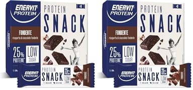 Enervit, Protein Snack al Cioccolato Fondente, Low Sugar, Barrette Proteiche, Per uno Spuntino Goloso e Per il Controllo del Peso, Ricche in Fibre, Senza Glutine, 8 Barrette da 27g (Confezione da 2)