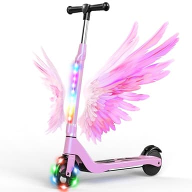 SISIGAD Monopattino elettrico per bambini da 6 a 10 anni, scooter per bambini da 5,3 pollici, con luci LED lampeggianti e 3 altezze regolabili, motore elettrico per bambini da 45 W, massimo 10 km/h