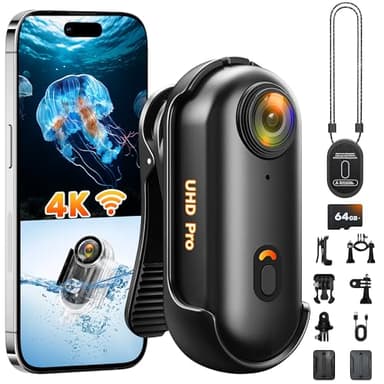 2026 nuovamente migliorata Action Cam 4K (64GB),Body Cam WiFi,Casco Cam Portatile,Fotocamera Indossabile per Casco,Videocamera da Pollice Sott'acqua 30 m,Bodycam POV per Moto Bici Sci Surf Alpinismo