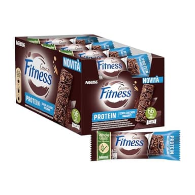 FITNESS Protein Cacao Barrette Cereali Integrali al Cacao, 24 Barrette da 20g (480g)