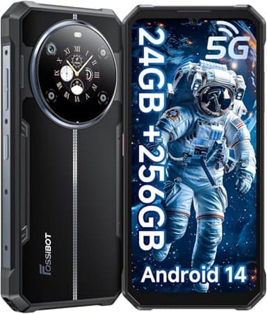 FOSSiBOT F109 5G Rugged Smartphone, 10600mAh (18W) Telefono Indistruttibile Android 14, 50MP+16MP, 6,745''FHD+1,32''IPS/doppio schermo, 24(8+16) GB RAM+256GB ROM /2TB, IP68/69K/Dual SIM/NFC/OTG/GPS
