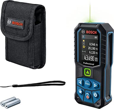 Bosch Professional Distanziometro laser GLM 50-23 G (laser verde, sensore di inclinazione, campo misura: fino a 50 m, robusto, IP65, ± 1,5 mm*, 2 batterie AA, tracolla, sacchetto)