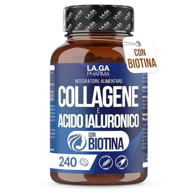 Collagene e Acido Ialuronico con BIOTINA per Capelli, Pelle, Unghie e Articolazioni. Collagene Idrolizzato 240 compresse 2000 MG con Zinco, CoQ10 e Vit. C + E per Ossa e Denti Forti. Made in Italy