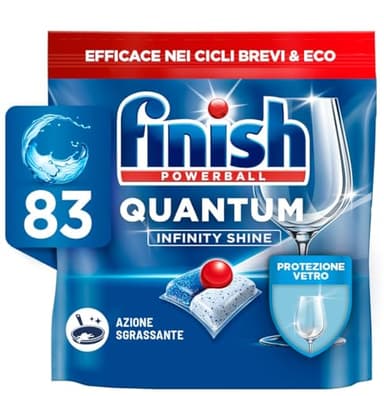 Finish Quantum Infinity Shine Pastiglie Lavastoviglie, 83 Capsule Lavastoviglie, Pastiglie per Lavastoviglie per una Pulizia Profonda e Stoviglie Brillanti
