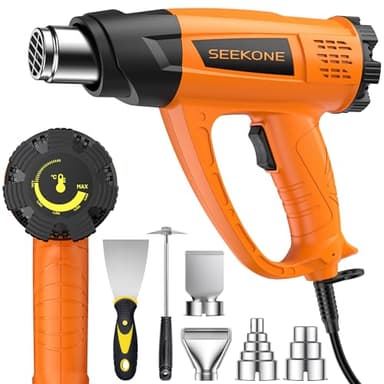 Pistola Termica, SEEKONE Pistola ad Aria Calda Professionale 2000W, 60℃- 600℃ Temperatura Regolabile Termosoffiatore Elettrica con 7 Accessori per Restringere il PVC, la Sbucciatura della Pittura
