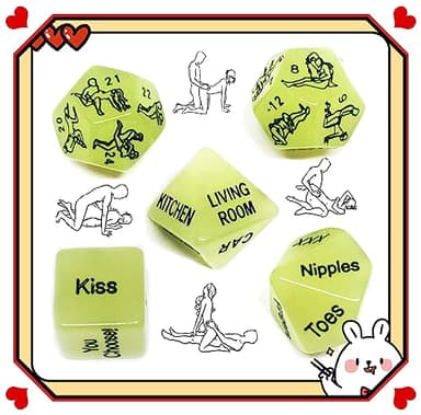 5 ̶𝙎̶𝙚̶̣𝙭̶ ̶𝙏̶σ̶𝙮̶𝙨̶ Dadi Verdi, Luce Verde, Regali Di Coppia, Dadi Da Gioco Per Eventi Di Famiglia, San Valentino, Martedì Grasso, Anniversario E Altri Eventi Festivi.