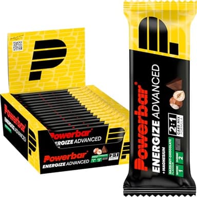 Powerbar - Energize Advanced - Hazelnut Chocolate - 15x55g - Barretta energetica ad alto contenuto di carboidrati - magnesio e sodio