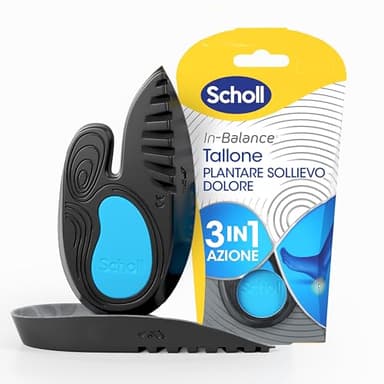 Scholl In-Balance Tallone, Plantare Sollievo Dolore, Solette Ortopediche Tallonite, Tendine d'Achille, Plantari con Gel Ammortizzante a Doppio Strato con Supporto Flessibile, Taglia M (40-42), 1 Paio