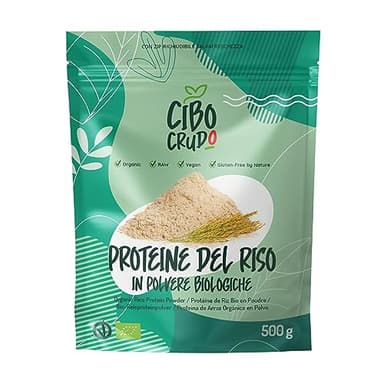 Proteine del Riso in Polvere Bio - 80% Proteina - 500g. Proteine Naturalmente Senza Lattosio e Glutine. Proteine Vegane Vegetali e Biologiche Senza Zucchero. Organic and Vegan Rice Protein Powder.
