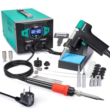 YIHUA 948D-III stazione saldante e stazione dissaldante con strumento dissaldante aggiornato, saldatore a stagno EVO da 110W pompa a vuoto 3 ugelli spegnimento automatico modalità sonno(EU PLUG)