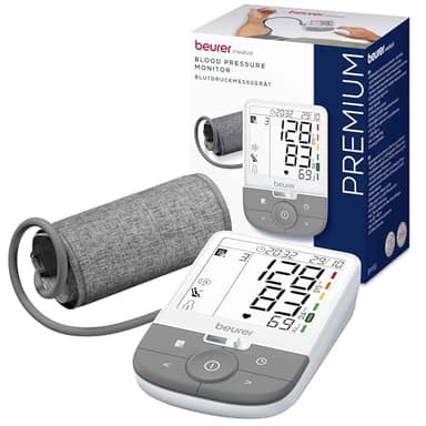Beurer BM 53 Misuratore di pressione da braccio, made in Europe, clinicamente validato, rilevamento AFib, indicatore di rischio, braccio 22-42 cm, trasferimento dati a Apple Health