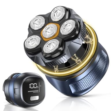 Rasoio Elettrico Testa Calva 6D, 2 Modalità Rasoio Capelli Uomo 0 mm 180 Minuti di Autonomia, Fluttuante Impermeabile Cordless con Rasoio Testa Magnetiche, Porta di Carica USB-C, Uso Wet & Dry