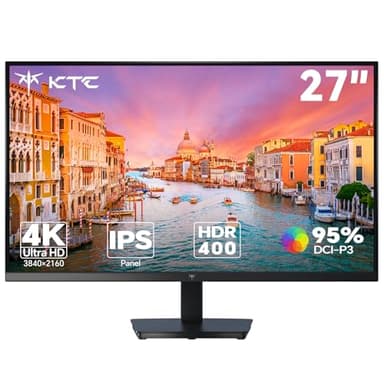 KTC Monitor 4K 27 Pollici | UHD@60Hz | 1,07 Miliardi di Colori, 133% sRGB, 100% DCI-P3, ΔE<2 | Luminosità 400 cd/㎡, HDR400 | VESA 100x100 | Filtro Anti-Luce Blu | 2 x HDMI 2.0, 1 x DP 1.4 | H27P27