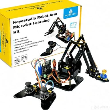 KEYESTUDIO Robot Arm Assembly Kit per BBC Microbit V2(Not Include), 4 Assi Braccio Robotico Meccanico in Metallo Completo, Kit Robot Fai da Te Kit Braccio Robot