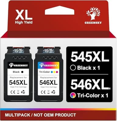 GREENSKY Compatibile Cartucce d'inchiostro Sostituzione per Cartucce Canon 545 546 XL per Canon Pixma MG2550 MG2550S TR4550 TS3150 TS3151 MX495 MG3050 MG3051 MG2950 iP2850 TS3350(1 Nero, 1 Tri-Colore)