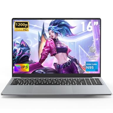 FUNYET Computer Portatile da 16 pollici,2026 Laptop con 16 GB di RAM, SSD da 512 GB, PC Portatile processore N95, Win 11Pro Notebook, 6000 mAh,IPS FHD 1920 * 1200, tastiera retroilluminata