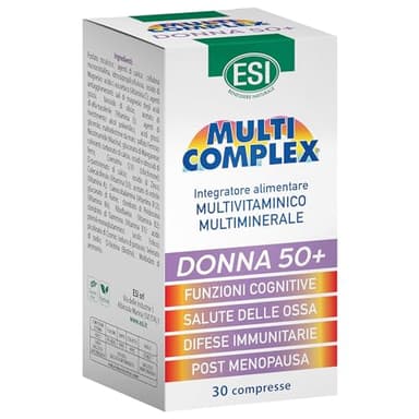 ESI - Multicomplex Donna 50+, Integratore Alimentare Multivitaminico Multiminerali, Contribuisce al Funzionamento del Sistema Immunitario, Contrasta la Stanchezza, Senza Glutine, 30 Compresse