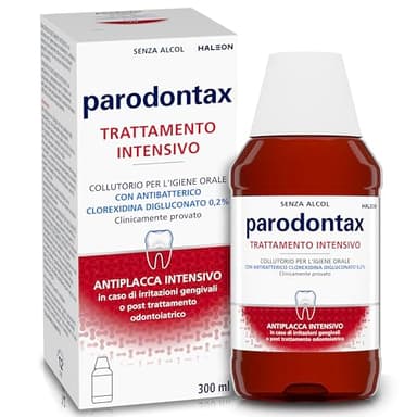 Parodontax Collutorio Clorexidina Trattamento Intensivo, Azione antibatterica e antiplacca per igiene dentale, Collutorio uso quotidiano, senza alcol, 300 ml