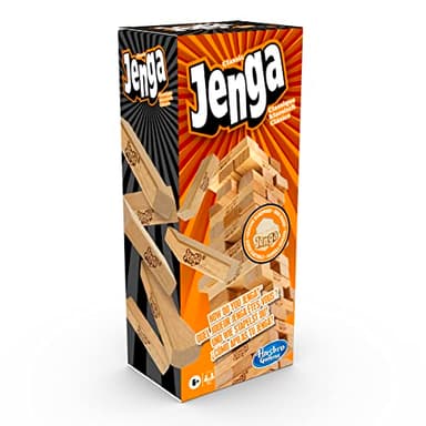 Hasbro Gaming Jenga, Gioco di Impilamento Originale con i Mattoncini di Legno, per Bambini e Bambine dai 6 Anni in Su, Strategia e Coordinazione, Contiene 54 Mattoncini