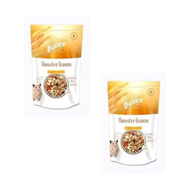 Bunny HamsterTraum Expert, confezione doppia, 2 x 500 g, mangime completo per criceti, senza pellet, senza estrusi, più vitamine, con gustosi vermi e sesamo