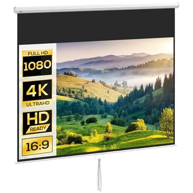 HOMCOM Telo Proiettore da 120 Pollici 4K HD Formato 16:9 con Fissaggio a Muro e Soffitto, Schermo Proiettore in Metallo, Grandangolo di 160 Gradi, per Casa, Home, Cinema, Esterno, Bianco