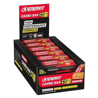 Enervit, Carbo Bar C2:1PRO No Flavour, Barrette Energetiche, 30g di Carboidrati, Senza Sapore, Per Attività di Endurance, +50% di Carboidrati Assorbiti, Senza Glutine, VeganOk, 30 Barrette da 45g