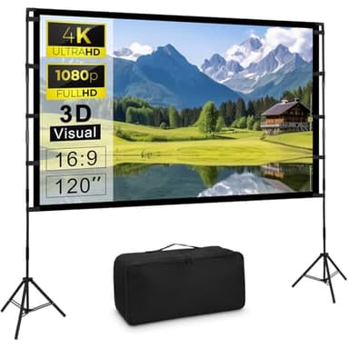 Proiettore Tela con Treppiede 120 Pollici Proiettore Tela Portatile Outdoor Cinema 16:9 HD Rear Front Giardino Proiezione con Borsa per Campeggio Home Party Teatro Notti