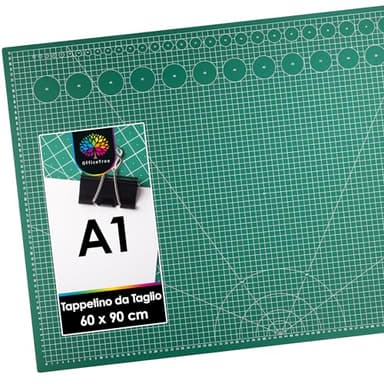 OfficeTree Tappetino da Taglio A1- Cutting Mat - Tappetino da taglio 90x60 - Base Taglio - Reticolo e marcature su entrambi i lati - PVC a 3 strati riciclabile - Tappetino autorigenerante